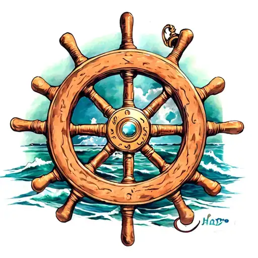 ships wheel tattoo design idea