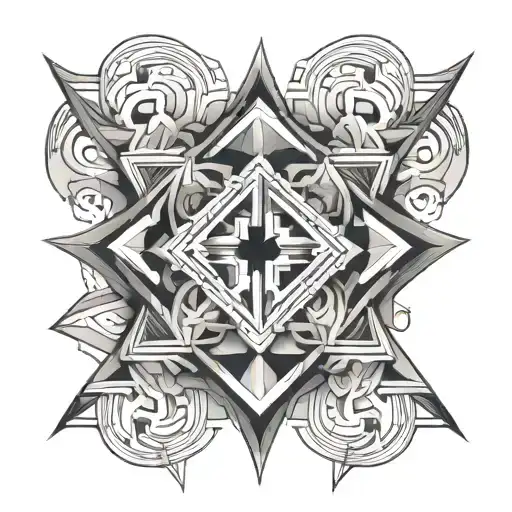 symmetrical Geometric pattern inspired chest tattoo male tattoo design idea