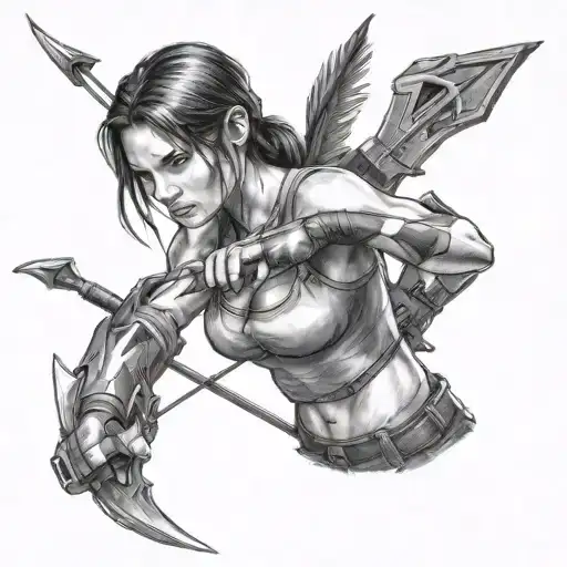 Lara Croft with bow and arrow tattoo design idea