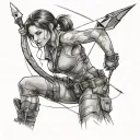 Lara Croft with bow and arrow tattoo design idea