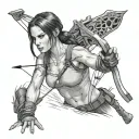 Lara Croft with bow and arrow tattoo design idea