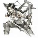 Lara Croft with bow and arrow tattoo design idea