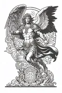St. Michael archangel slaying satan rennaisance style Catholic saint tattoo design idea