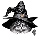 Cat With Witch Hat tattoo design idea