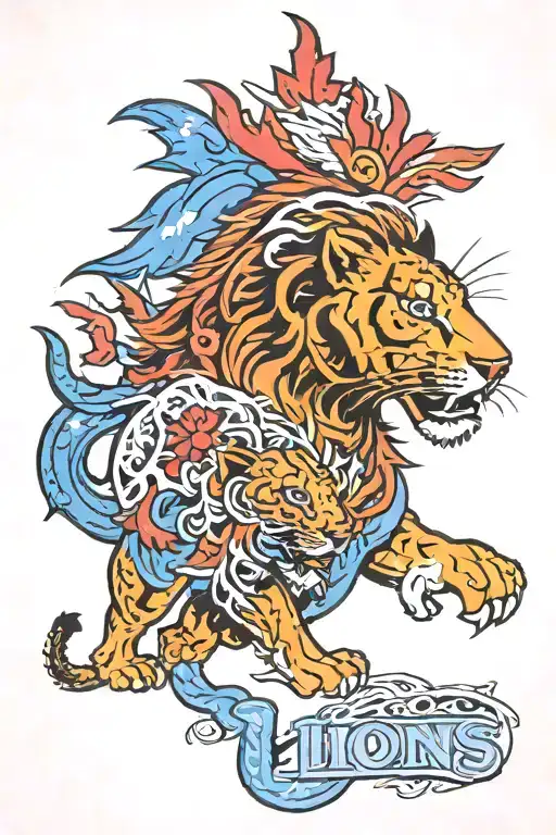detroit lions facing each tattoo design idea