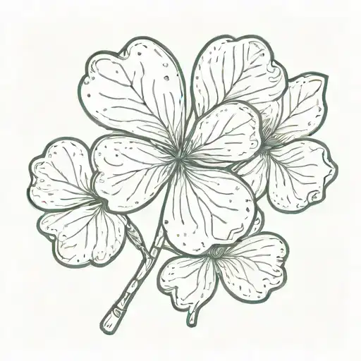 a 5 leaf clover with one falling off  tattoo design idea