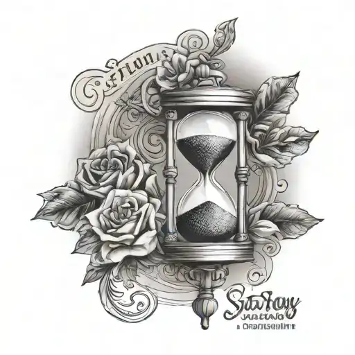A detailed hourglass with the words 'stay present' incorporated into the design, reflecting your focus on staying in the present moment tattoo design idea