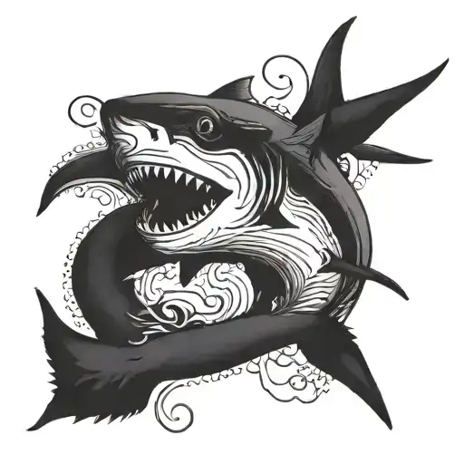 shark and verse Isaiah 43:05 tattoo design idea