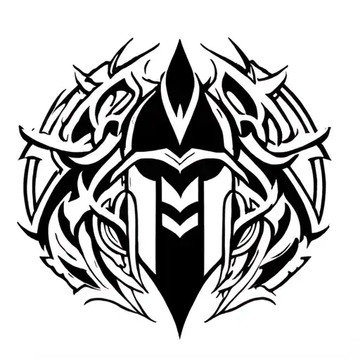 V shaped with Japanese and spartan warrior influence tattoo design idea
