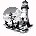 lighthouse with compass and or anchor tattoo small for men tattoo design idea