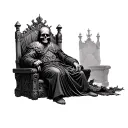 King Sitting On Throne skull face tattoo design idea