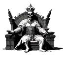 King Sitting On Throne skull face tattoo design idea