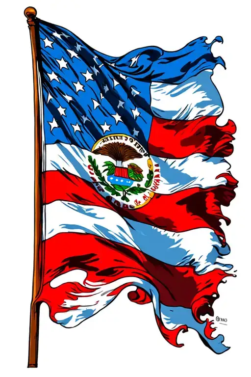 USA flag Nicaragua flag Sicily flag waving tattoo design idea