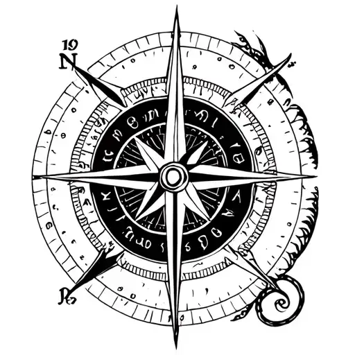 Intuition nautical compass tattoo design idea