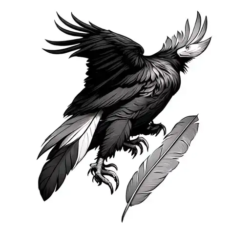 3 eagle feathers attached to claw tattoo design idea