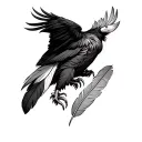 3 eagle feathers attached to claw tattoo design idea