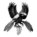 3 eagle feathers attached to claw tattoo design idea