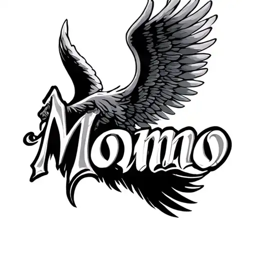 "Momo " angel wings flying tattoo design idea
