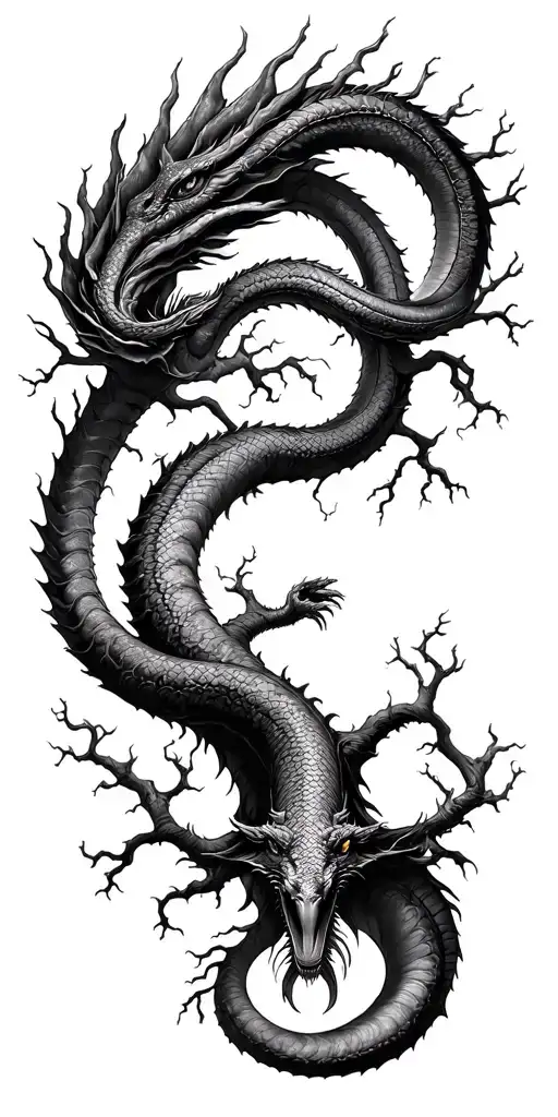 Jormungandr circling Yggdrasil tree tattoo design idea
