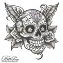 laughing sugar skull tattoo design idea