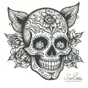 laughing sugar skull tattoo design idea