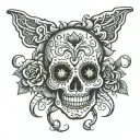 laughing sugar skull tattoo design idea