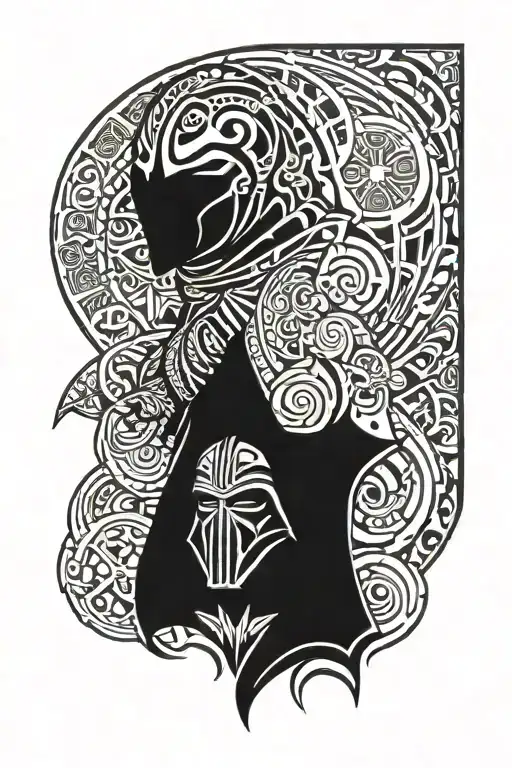 star wars, villain, tribal pattern tattoo design idea