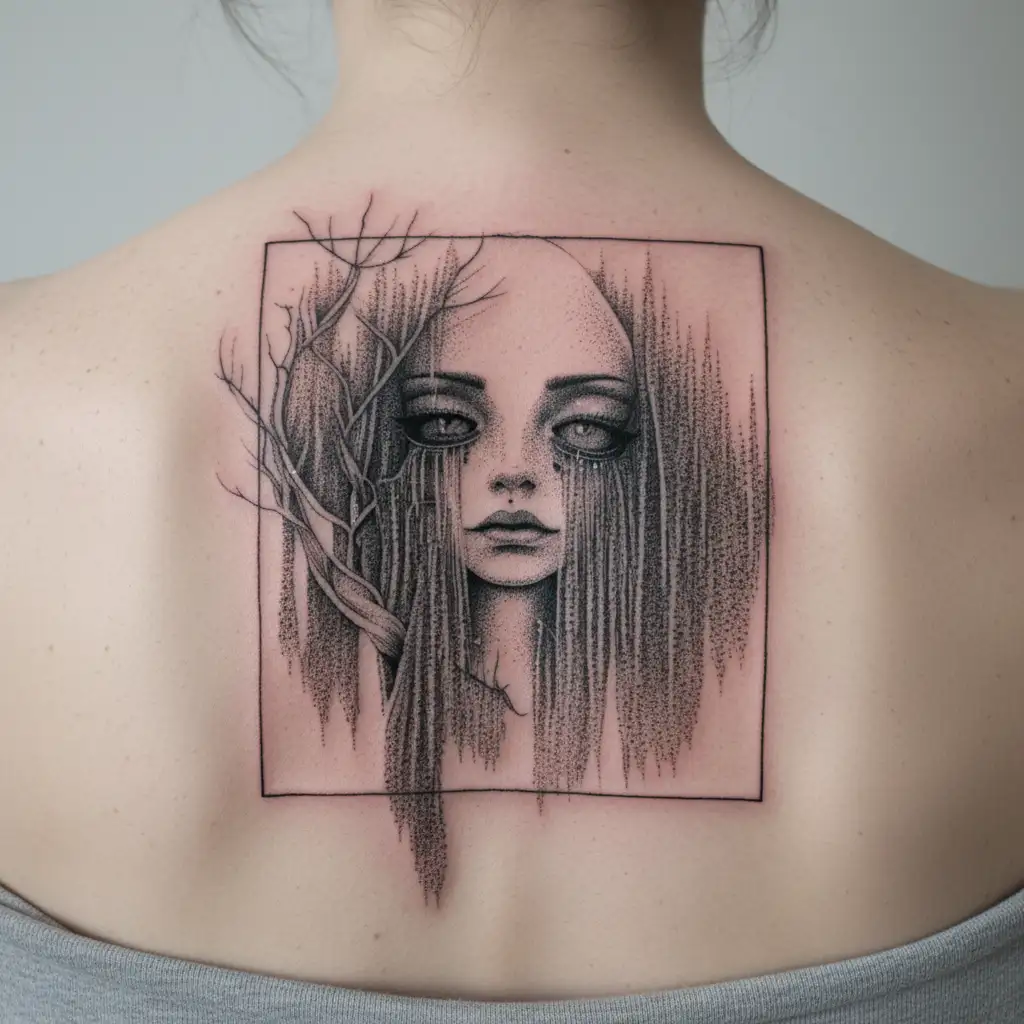 a weeping willow  tattoo design idea