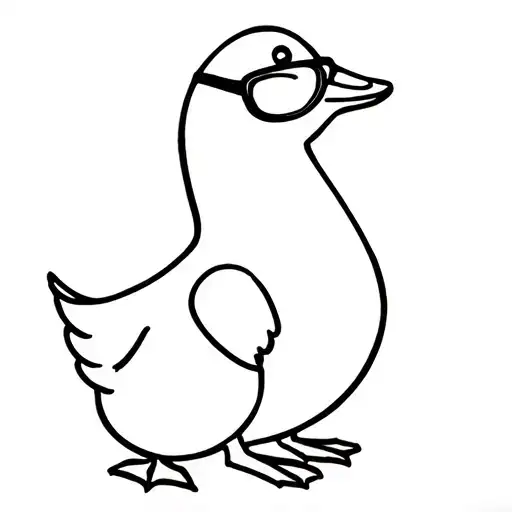Minimalistic duck with glasses sitting tattoo design idea
