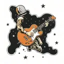 a astronaut floating in space playing a Gibson Les Paul guitar tattoo design idea