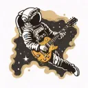 a astronaut floating in space playing a Gibson Les Paul guitar tattoo design idea