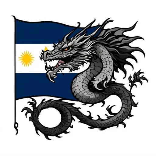 filipino flag and dragon arm sleeve tattoo design idea