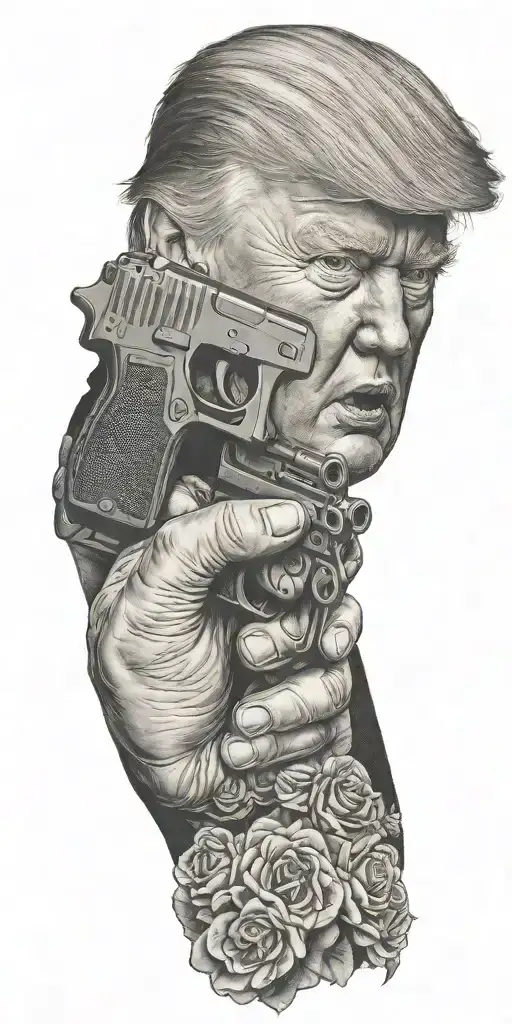 trump hold gun you missed bitch tattoo design idea