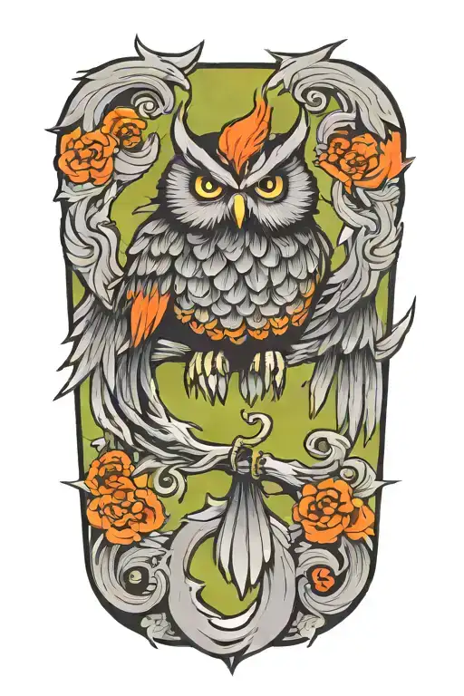 phoenix / owl tattoo design idea