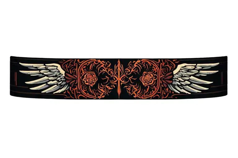 wrist band medieval, mystic, japanese, suprnatural, dark, biblic angel tattoo design idea