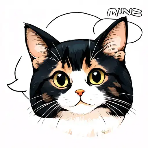 cat with a speech bubble saying mine like the seagulls from finding nemo  tattoo design idea