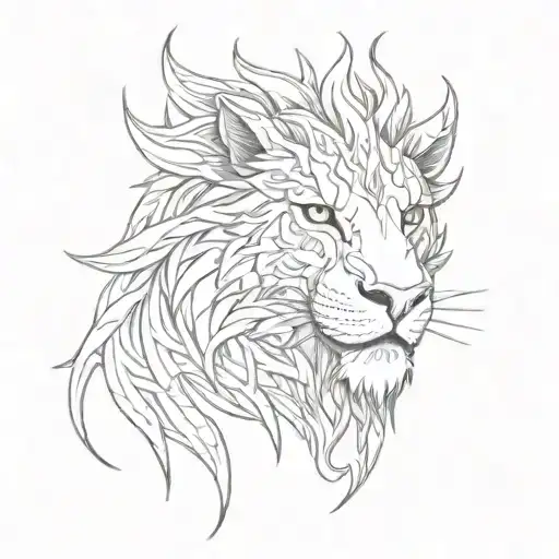 lion stare with flames in eyes white dragon tattoo design idea