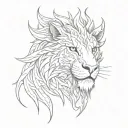 lion stare with flames in eyes white dragon tattoo design idea