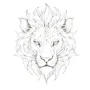 lion stare with flames in eyes white dragon tattoo design idea