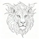 lion stare with flames in eyes white dragon tattoo design idea