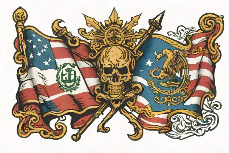 puerto Rico and Mexico flag together  tattoo design idea