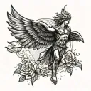 Icarus falling from the sky tattoo design idea