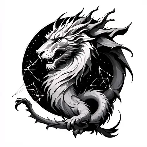 Constellation leo and a Dragon tattoo for men tattoo design idea
