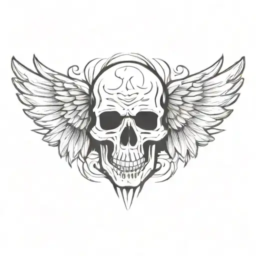 a skull with wings tattoo design idea