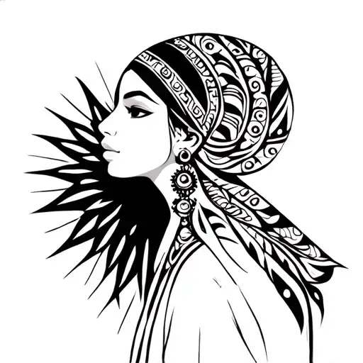 Lady Fatima integrating tribals tattoo design idea