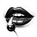 lips bitting cherry tattoo design idea
