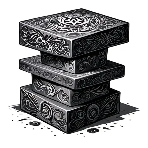 risk rich stacked blocks with designs around it tattoo design idea