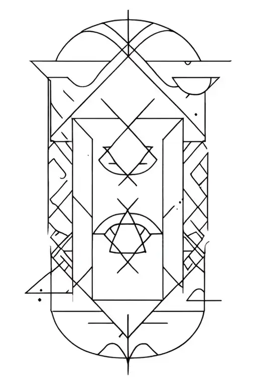 Mysterious abstract design with geometric patterns and celestial elements. tattoo design idea