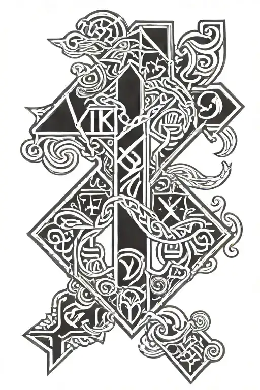 Road sign viking rune tattoo design idea