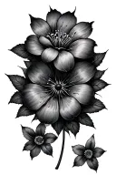 spider web and 3 flowers around it tattoo design idea